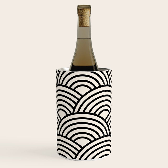 Black And Cream White Japanese Seigaiha Wave Wine Chiller Gallery Image 2