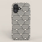Black And Cream White Japanese Seigaiha Wave iPhone Case Gallery Image 1