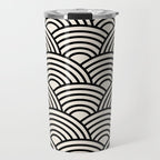 Black And Cream White Japanese Seigaiha Wave Travel Mug Gallery Image 1
