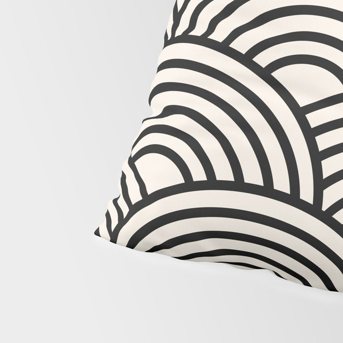 Black And Cream White Japanese Seigaiha Wave Pillow Sham Gallery Image 4