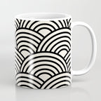 Black And Cream White Japanese Seigaiha Wave Coffee Mug Gallery Image 1