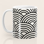 Black And Cream White Japanese Seigaiha Wave Coffee Mug Gallery Image 3