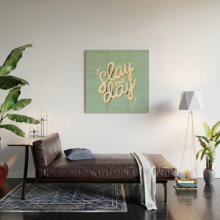 Slay the Day - Mint & Gold Palette Wood Wall Art Gallery Image 2
