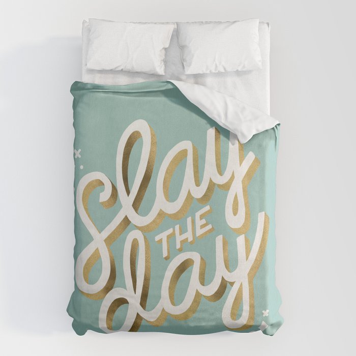 Slay the Day - Mint & Gold Palette Duvet Cover Gallery Image 6