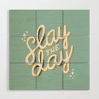 Slay the Day - Mint & Gold Palette Wood Wall Art Gallery Image 1