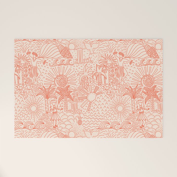 Polynesian Dancers Coral Peach Welcome Mat Gallery Image 1