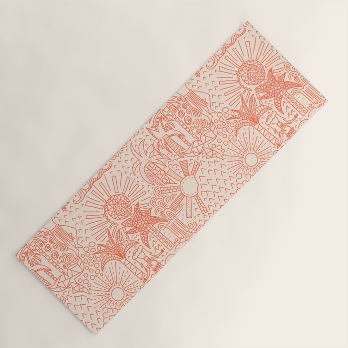 Polynesian Dancers Coral Peach Yoga Mat