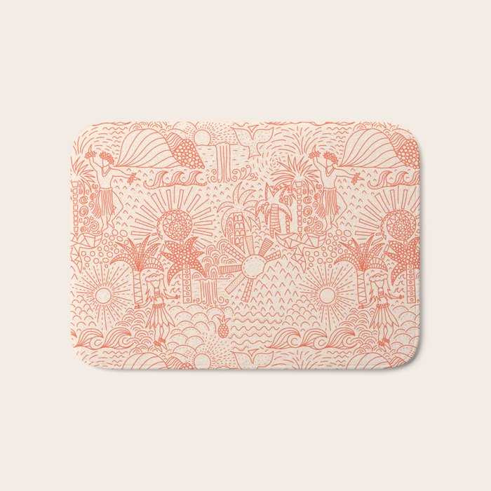 Polynesian Dancers Coral Peach Bath Mat Gallery Image 1