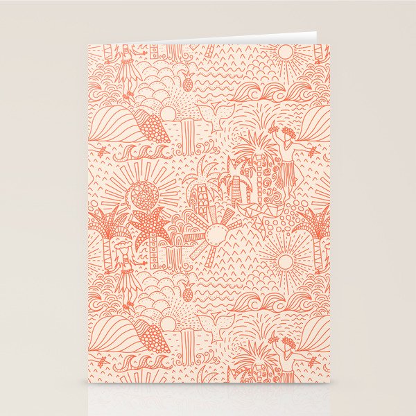 Polynesian Dancers Coral Peach Stationery Card Gallery Image 2