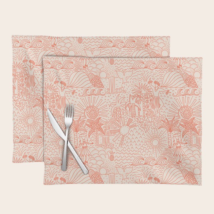 Polynesian Dancers Coral Peach Placemat Gallery Image 1