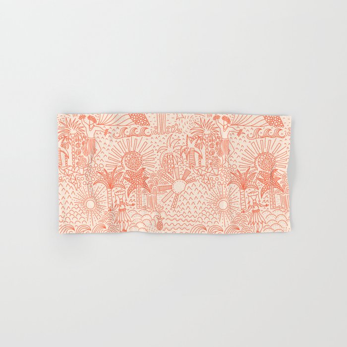 Polynesian Dancers Coral Peach Bath Towel Gallery Image 1