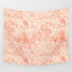 Polynesian Dancers Coral Peach Wall Tapestry Gallery Image 4