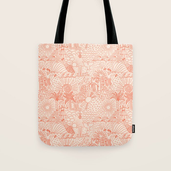 Polynesian Dancers Coral Peach Tote Bag Gallery Image 1