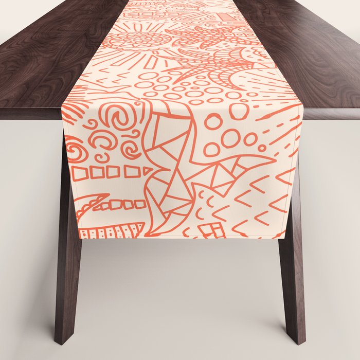 Polynesian Dancers Coral Peach Table Runner Gallery Image 1