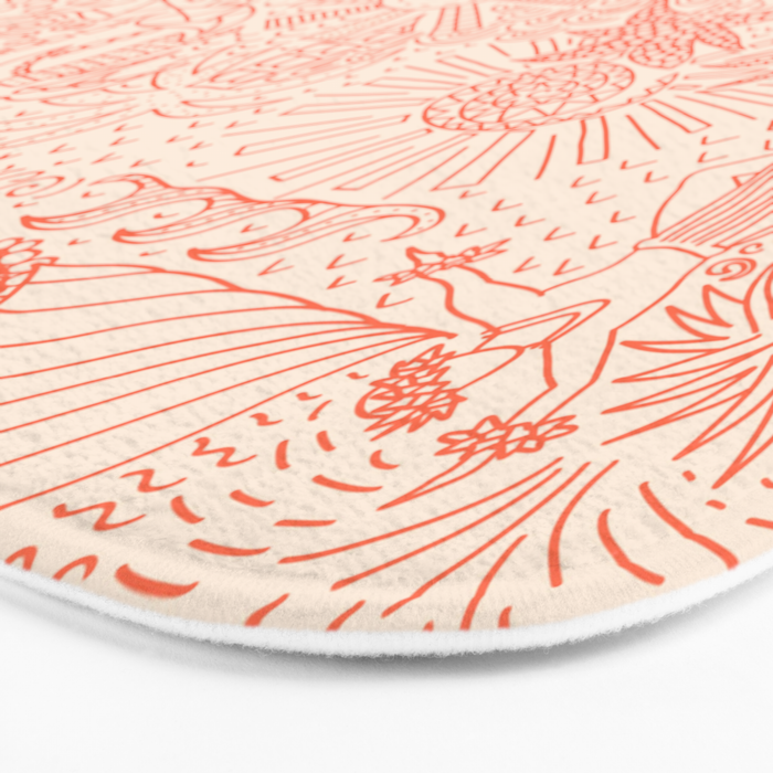 Polynesian Dancers Coral Peach Bath Mat Gallery Image 3