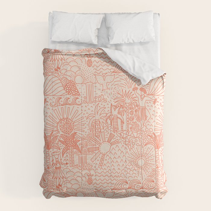 Polynesian Dancers Coral Peach Comforter Gallery Image 6