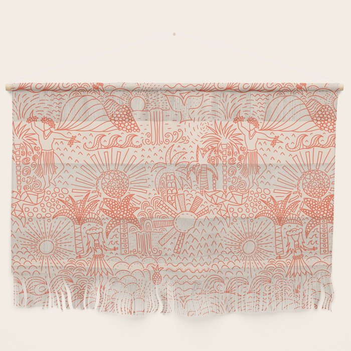 Polynesian Dancers Coral Peach Wall Hanging Gallery Image 1