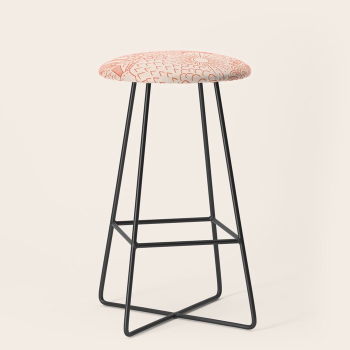 Polynesian Dancers Coral Peach Stool Gallery Image 1