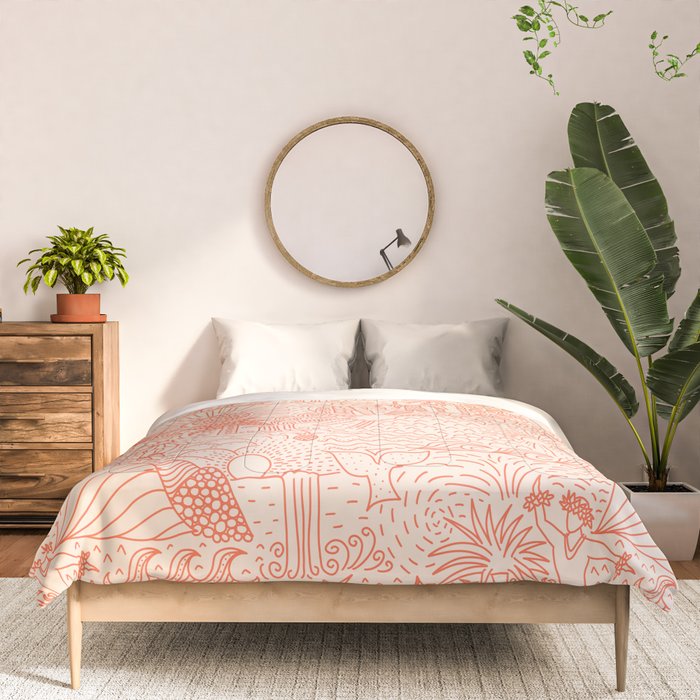 Polynesian Dancers Coral Peach Comforter Gallery Image 3