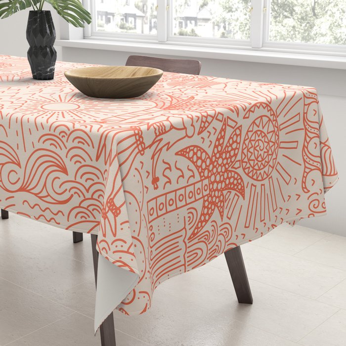 Polynesian Dancers Coral Peach Tablecloth Gallery Image 3