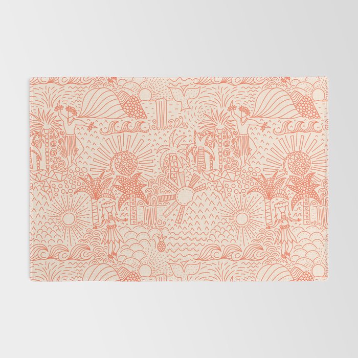 Polynesian Dancers Coral Peach Rug Gallery Image 2