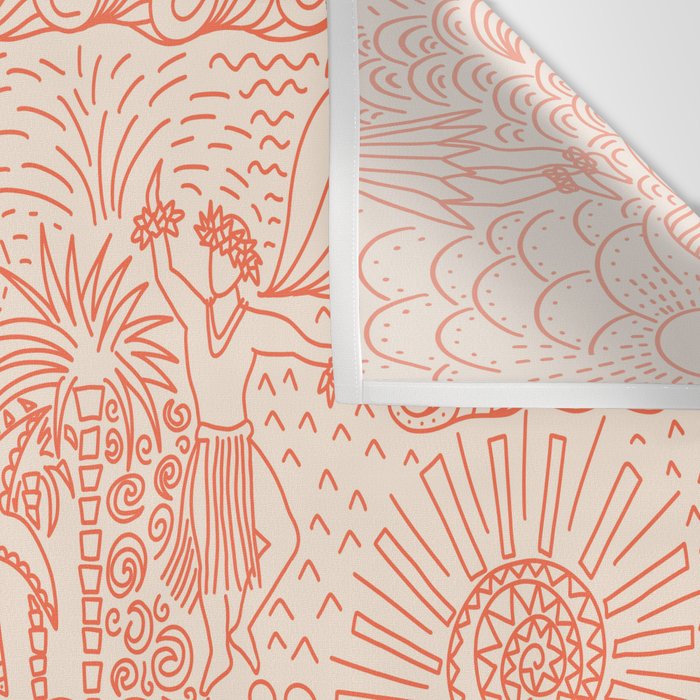 Polynesian Dancers Coral Peach Wall Tapestry Gallery Image 3