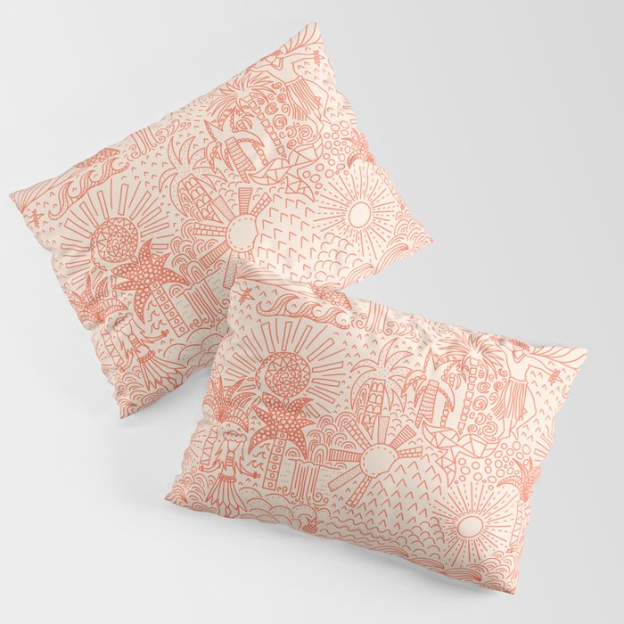 Polynesian Dancers Coral Peach Pillow Sham Gallery Image 1