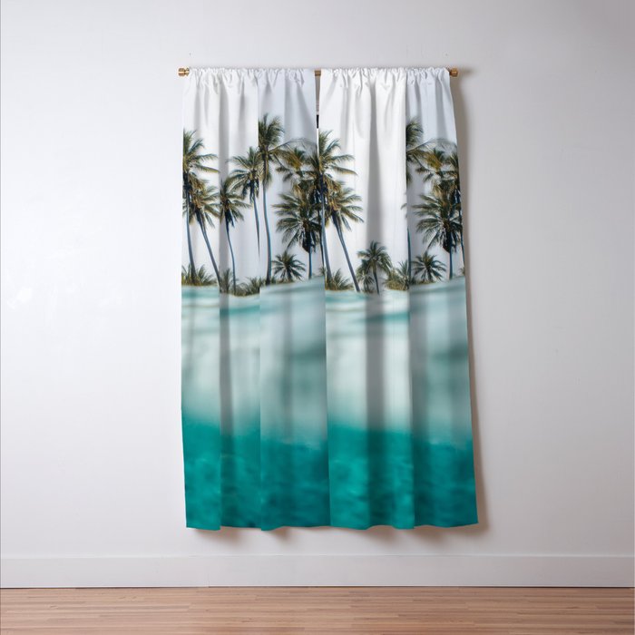 Split View Paradise - Ocean and Palm Tree Wall Art Window Curtain Gallery Image 3