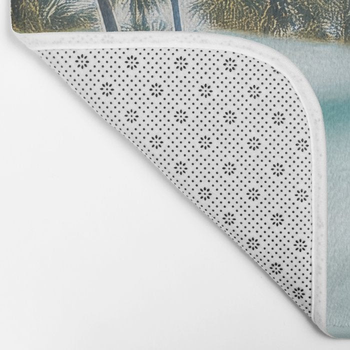 Split View Paradise - Ocean and Palm Tree Wall Art Bath Mat Gallery Image 2
