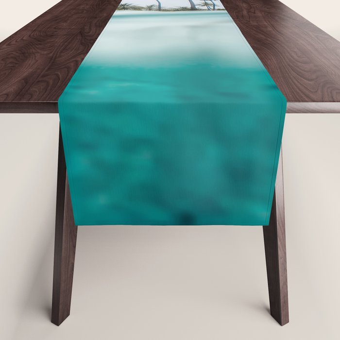 Split View Paradise - Ocean and Palm Tree Wall Art Table Runner Gallery Image 1