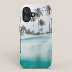 Split View Paradise - Ocean and Palm Tree Wall Art iPhone Case Gallery Image 1