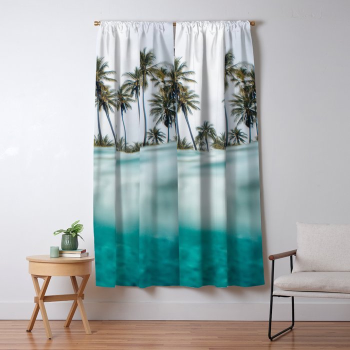 Split View Paradise - Ocean and Palm Tree Wall Art Window Curtain Gallery Image 5