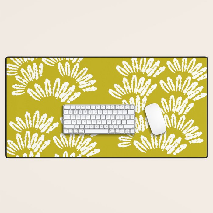 Modern Botanical in Cream on Chartreuse Desk Mat Gallery Image 1