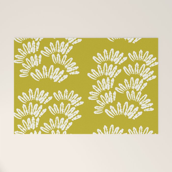 Modern Botanical in Cream on Chartreuse Welcome Mat Gallery Image 1