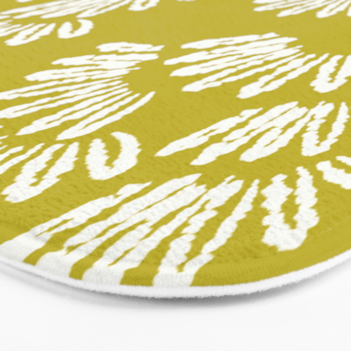 Modern Botanical in Cream on Chartreuse Bath Mat Gallery Image 3