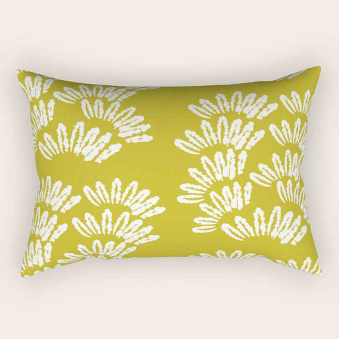 Modern Botanical in Cream on Chartreuse Rectangular Pillow Gallery Image 1