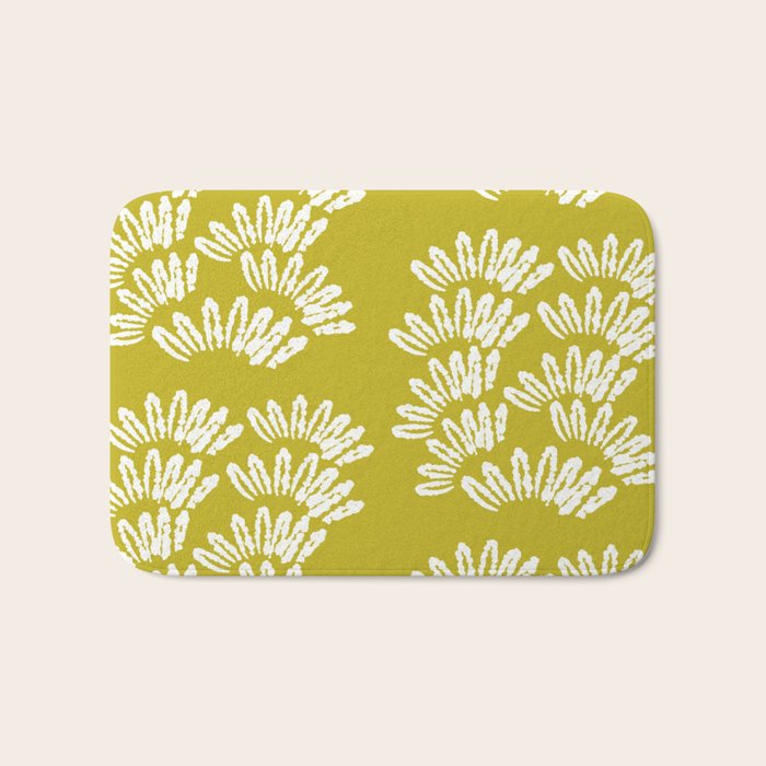 Modern Botanical in Cream on Chartreuse Bath Mat Gallery Image 1
