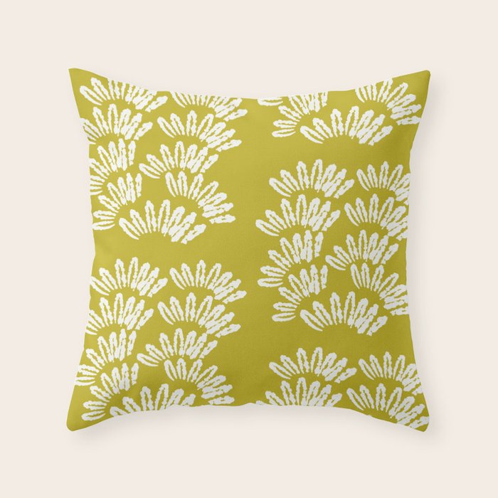 Modern Botanical in Cream on Chartreuse Throw Pillow Gallery Image 6