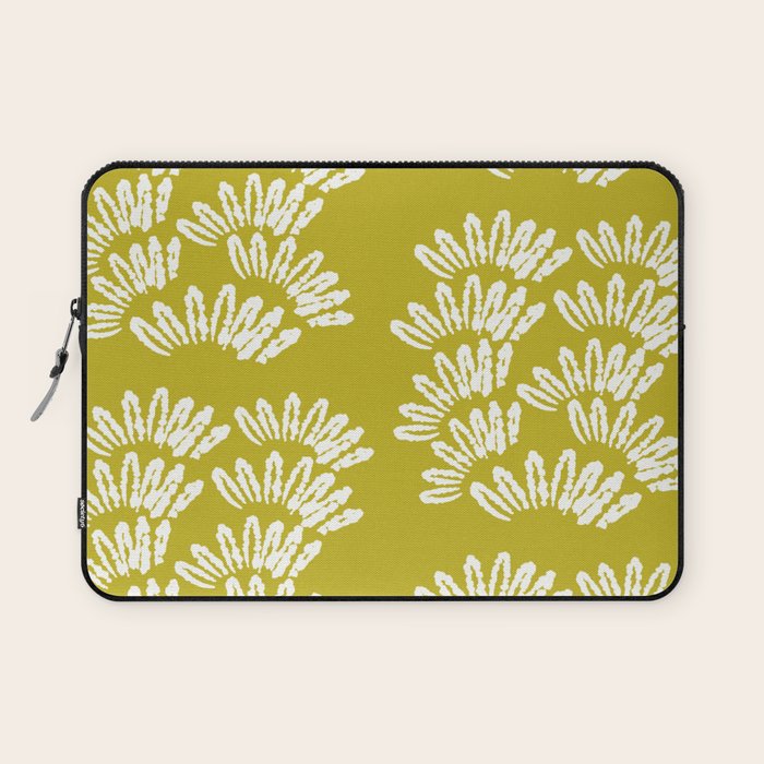 Modern Botanical in Cream on Chartreuse Laptop Sleeve Gallery Image 1