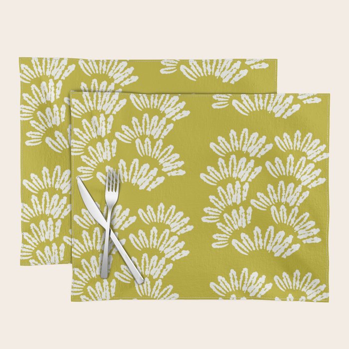 Modern Botanical in Cream on Chartreuse Placemat Gallery Image 1