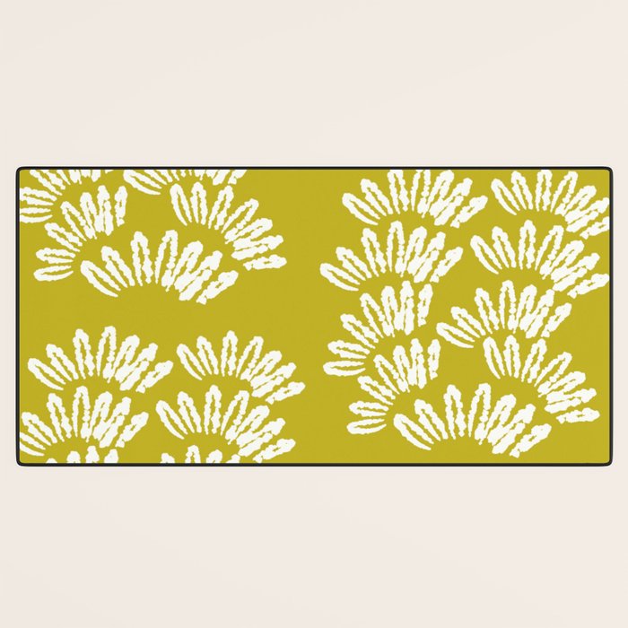 Modern Botanical in Cream on Chartreuse Desk Mat Gallery Image 3