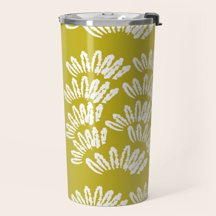 Modern Botanical in Cream on Chartreuse Travel Mug Gallery Image 2