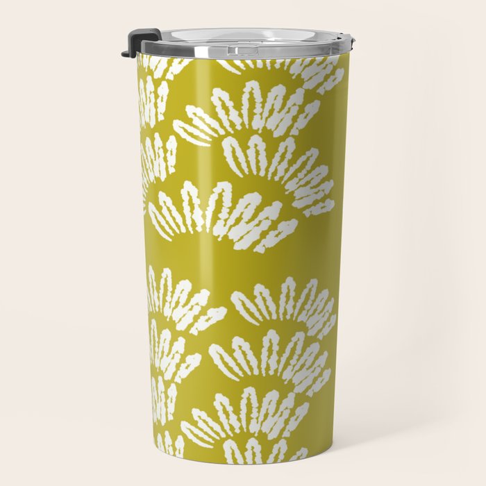 Modern Botanical in Cream on Chartreuse Travel Mug Gallery Image 3