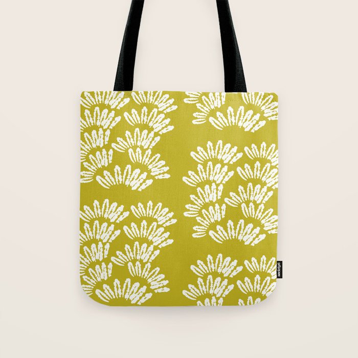 Modern Botanical in Cream on Chartreuse Tote Bag Gallery Image 1