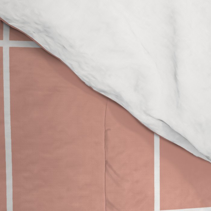 Hand Drawn Grid Pattern Peach Pink Comforter Gallery Image 4