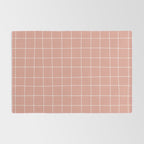 Hand Drawn Grid Pattern Peach Pink Rug Gallery Image 2