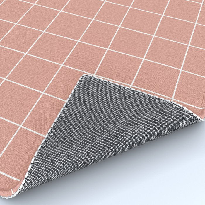 Hand Drawn Grid Pattern Peach Pink Rug Gallery Image 4