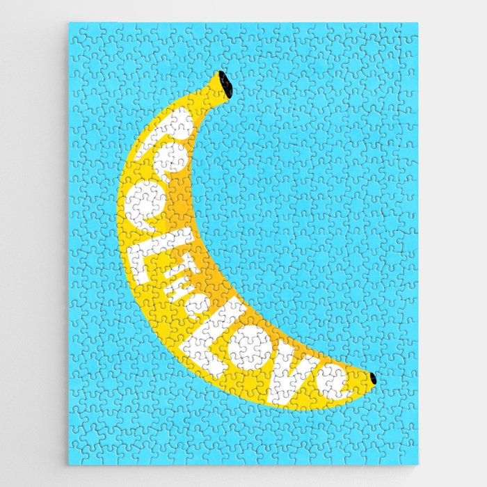 Big fruit Banana with 'Peel the love' typographic pun Jigsaw Puzzle Gallery Image 1