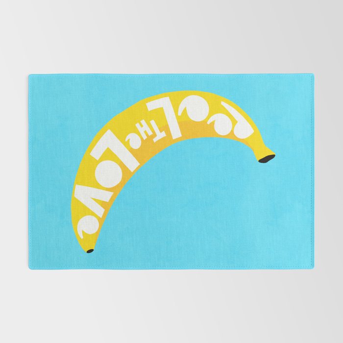 Big fruit Banana with 'Peel the love' typographic pun Rug Gallery Image 2