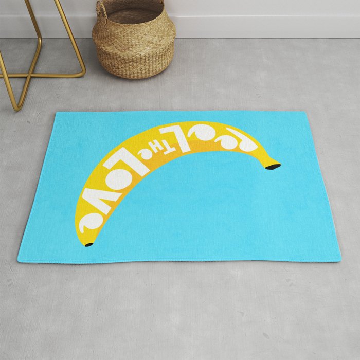 Big fruit Banana with 'Peel the love' typographic pun Rug Gallery Image 1